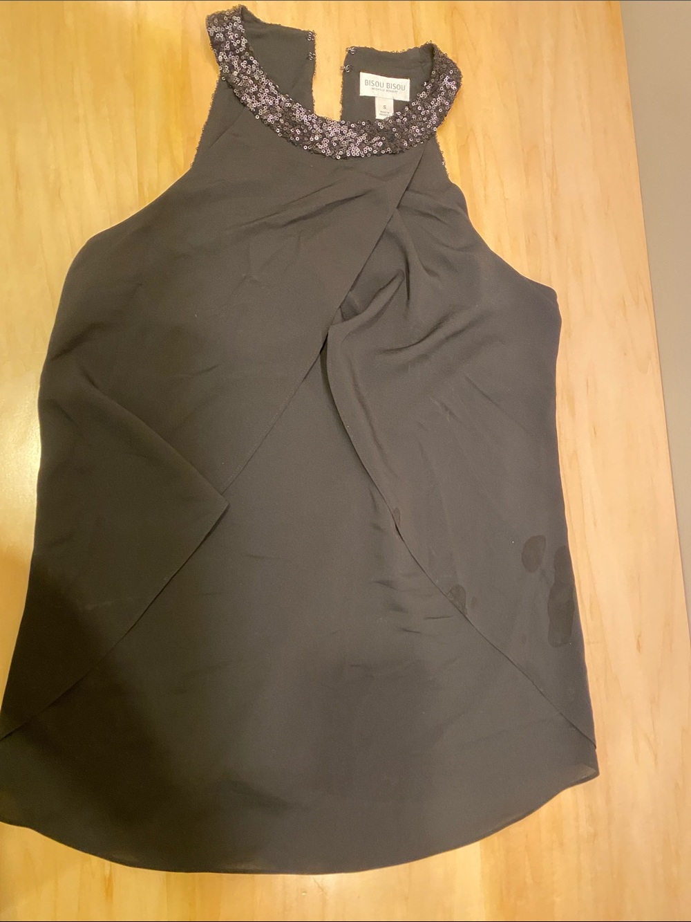 Bisou Bisou Black Beaded Halter Top